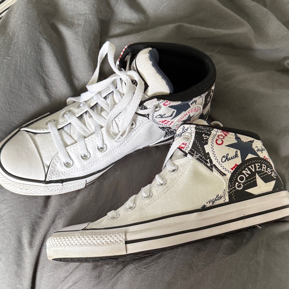 Converse White and Black High-Top Sneakers - Picture 2 of 3